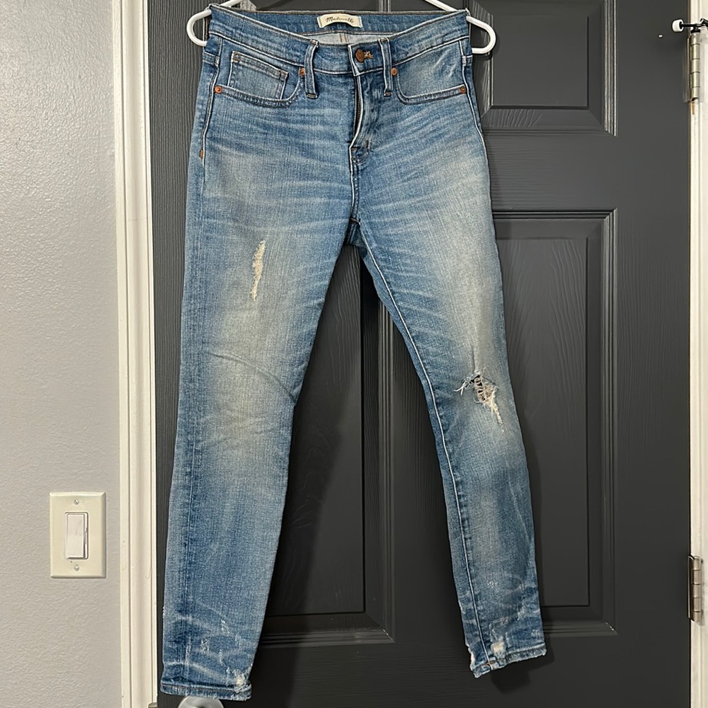 Madewell 9 inch high rise skinny distressed jeans 26 short